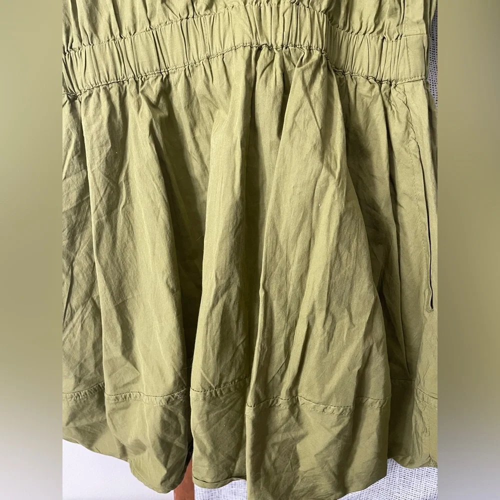 Free people Free est Full-Time Fun Mini Dress in Olive Green Sz L Cotton Poplin - Picture 4 of 11